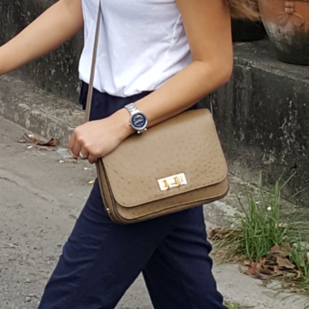 Henri Bendel Dalton Ostrich Saddle Bag